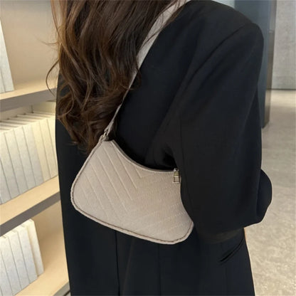 Women's Mini Felt Shoulder Bag - Ergonomic Underarm Saddlebag Purse Shoulder Pouch Simple Light Weigh Underarm Bag