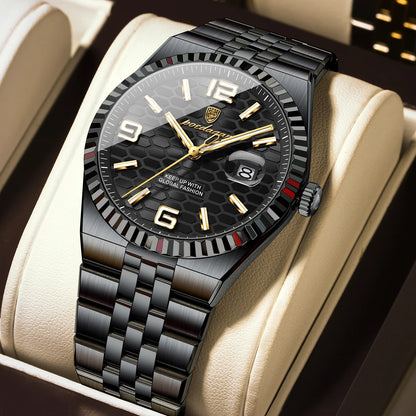 POEDAGAR Fashion Exquisite Men Wristwatches Waterproof Luminous Date Luxury Man Watch Stainless Steel Quartz Men's Watches Reloj