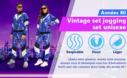 Women's Men's Costume 80s 90s Suit Party Accessories Disco Jacket Trousers  Outfit Women's Men's Costume Tracksuit for Carnival