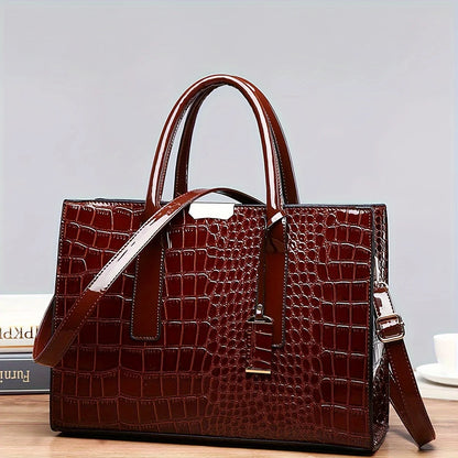 Women'S Large Capacity Tote Bag Elegant Synthetic Handbag with Zipper Closure, Spacious Work Bag for Women Formal & Everyday Use