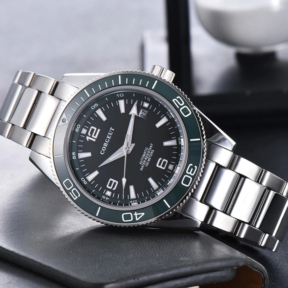 Luxury Corgeut Automatic Mens Watches Ceramic 10bar Swim Stainless Steel NH35A Watch Men Mechanical Wristwatch Relogio Masculino