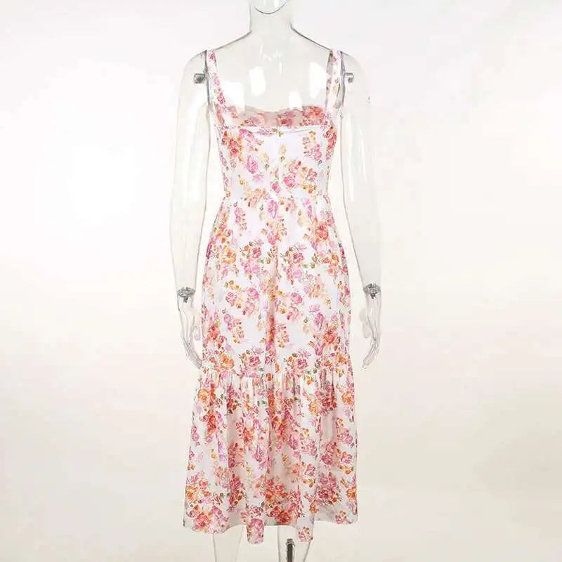 Townlike Print Bodycon A-line Dress Women Spaghetti Strap 2023 Summer Dress Midi Long Strapless Nightclub Sexy Party Dresses