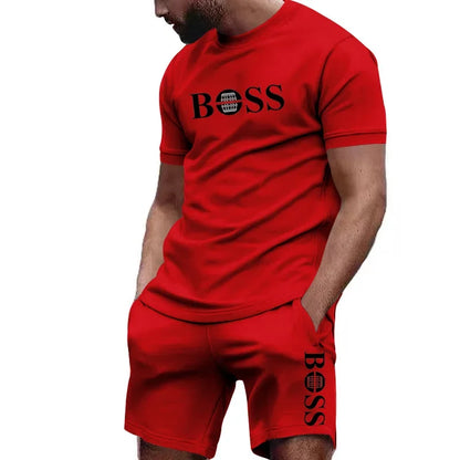 Men's two-piece sportswear short-sleeved T-shirt and pants set running and fitness sportswear summer 2025 big discount