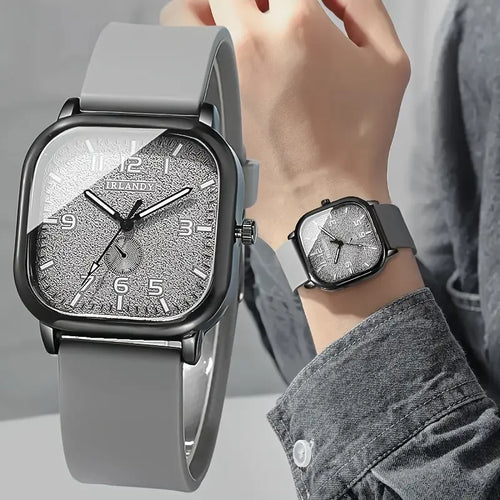Fashion Square Women's Watch Casual Silicone Strap Quartz Watches Sports Wristwatch For Men Women Students（Without Box）