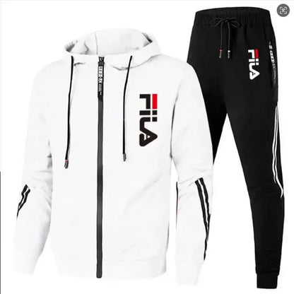 2026 Men's spring and Fall outdoor zipper jacket + sweatpants jogging set Casual basketball fitness two-piece set