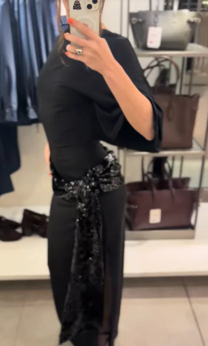 Lady Sexy Sequin Mesh Halter Long Party Dress Slim Sleeveless Backless Female Mermaid Dresses 2026 Spring Shiny Evening Gowns