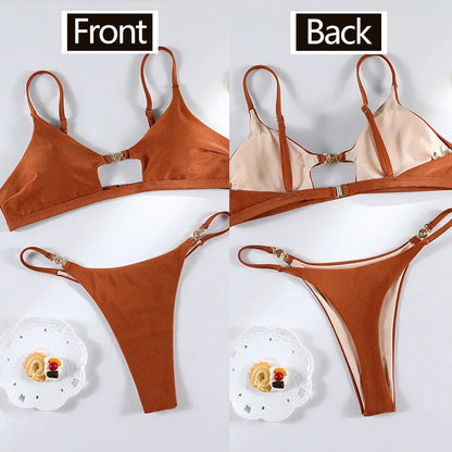 Miyouj 2026 Bikinis Leopard Swimsuit Bandage Bath Wear Sexy Piece Suits Low Waist Swimwear Triangle Bathsuit Summer Biquini