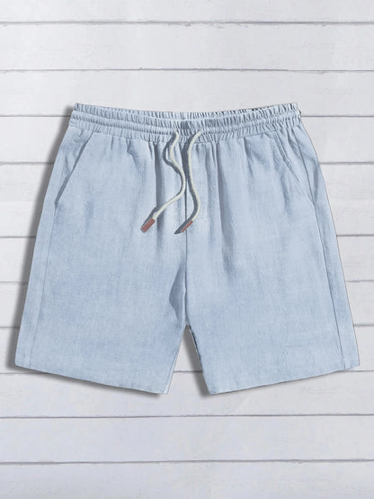 Summer thin linen shorts for men, loose and casual, five-inch pants, cotton and linen, breathable, suitable for beach and sports