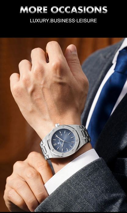 PAAZOMU Luxury Watches For Men Stainless Steel Waterproof Luminous Man Watch Date Week Fashion Casual Men's Quartz Watch Reloj