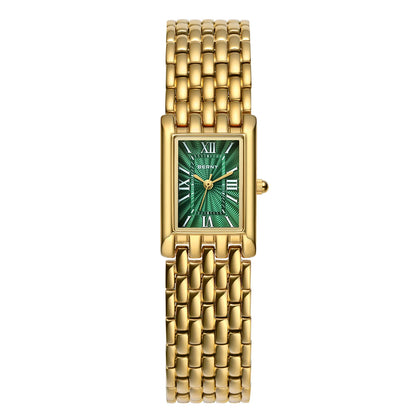 BERNY Luxury Women's Watches Fashion Ladies Square Casual Golden Quartz Watch Solid Stainless Steel Rectangle Girls Wristwatch