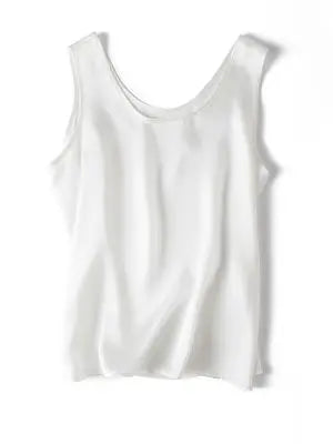 SuyaDream. Women Basic Cozy Tanks, 100%Real Silk, O neck Sleeveless Chic T Shirt, 2025 Solid Summer Vests, White, Pink, Beige