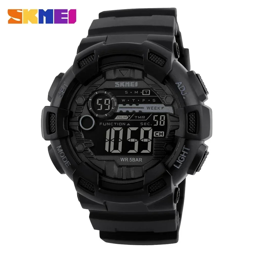 SKMEI 1243 Men Multifunction 5Bar Waterproof PU Strap LED Display Watches Chrono Digital Watch reloj hombre Outdoor Sport Watch
