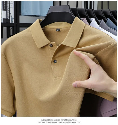 Men's 100% Cotton Polo Shirt - Summer Casual Breathable Tee,19 Colors,Ideal for Golf and Sports,Business Casual,Silk-Like Finish