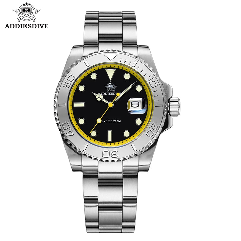 ADDIESDIVE Men's Watch BGW9 Super Luminous 316L Stainless Steel 20Bar Diving Quartz Steel Watches
