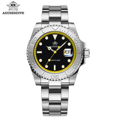 ADDIESDIVE Men's Watch BGW9 Super Luminous 316L Stainless Steel 20Bar Diving Quartz Steel Watches