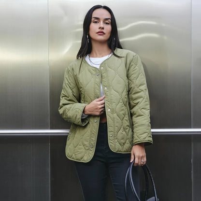 MUJER Black Quilted Jacket Women Padded Demi-season Jackets for Women Long Sleeve Winter Coat Female Outerwears Women's Jacket