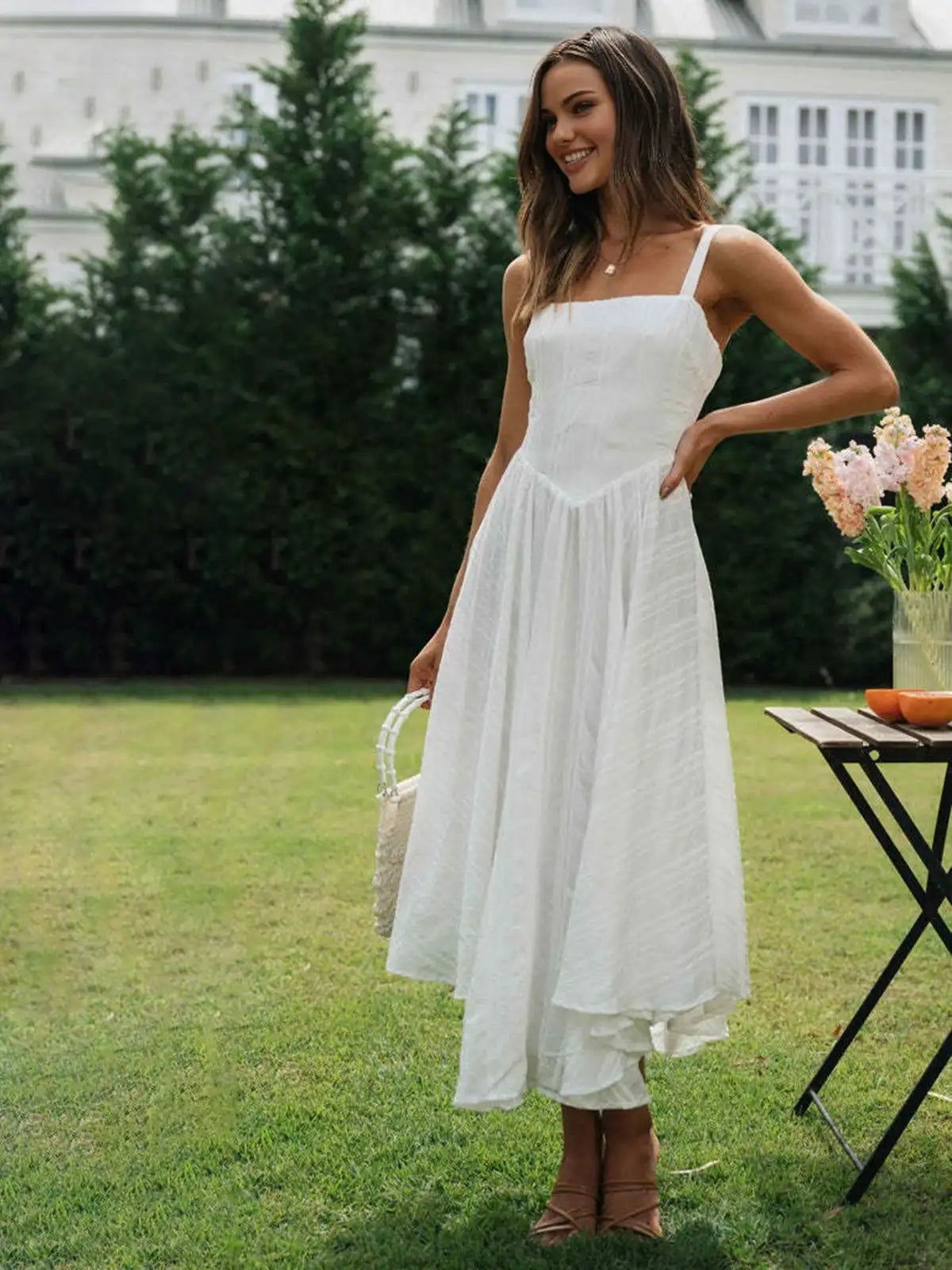 Ashgaily White Dress Women Halter Cotton Long Dress Lace Elegant Party Outfits Ladies Sexy Club Clothes