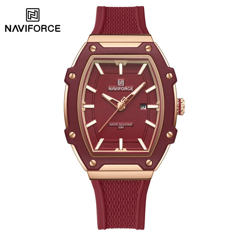 NAVIFORCE Elegant Ladies' Watch Fashion Luminous Pointer 3ATM Waterproof Calendar Display Silicone Strap Women's Quartz Watches