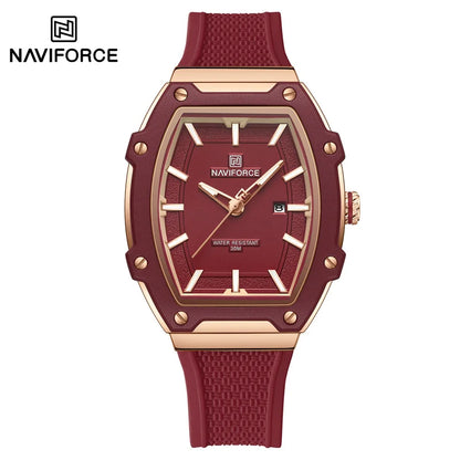 NAVIFORCE Elegant Ladies' Watch Fashion Luminous Pointer 3ATM Waterproof Calendar Display Silicone Strap Women's Quartz Watches