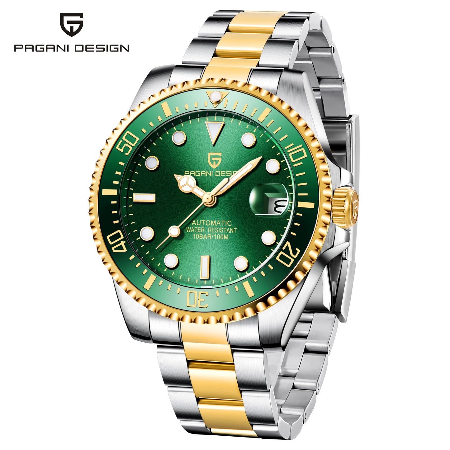 PAGANI DESIGN Watches Luxury Golden Mechanical Watch For Men New Sapphire Crystal Stainless Steel Luxury Waterproof  Men's Watch