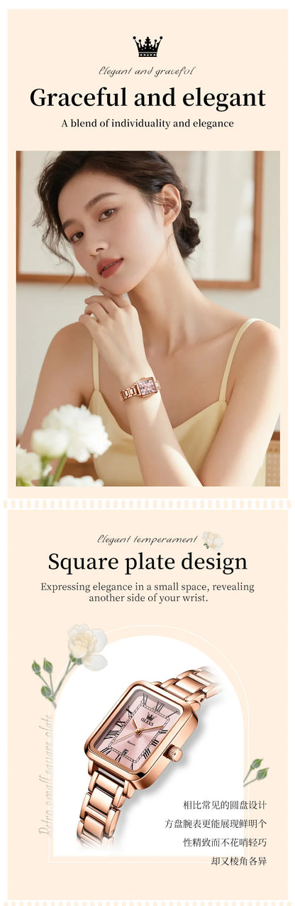 OLEVS 5641 Ladies Watch Fashion Luxury Original  Square Quartz Watch Waterproof Luminous Automatic Date Watches For Woman Gifts