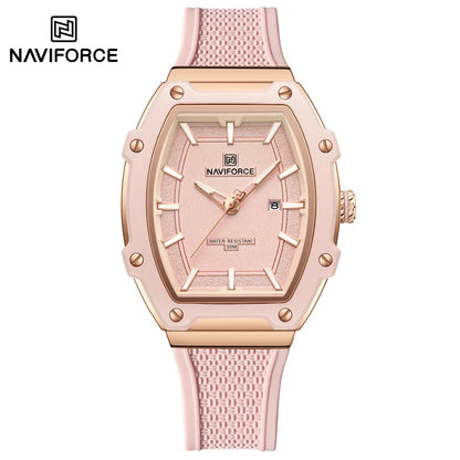 NAVIFORCE Elegant Ladies' Watch Fashion Luminous Pointer 3ATM Waterproof Calendar Display Silicone Strap Women's Quartz Watches