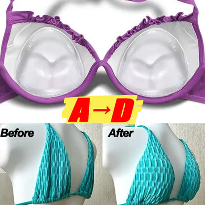 2pcs New Chest Sticky Bra for Bikini Thicken Sponge Bra Pads Breast Push Up Silicone Removeable Inserts Swimsuit Invisible Bra