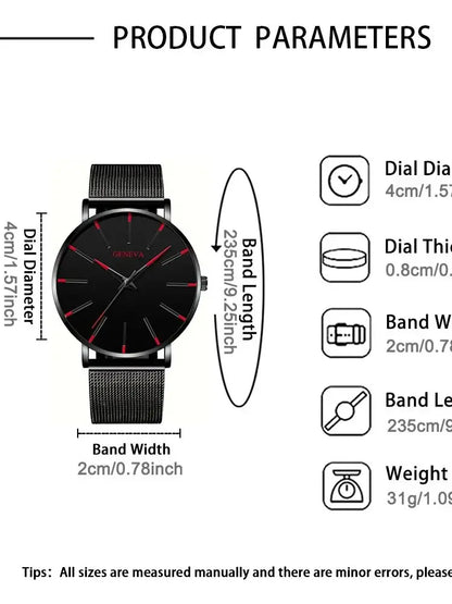 Minimalist Mens Fashion Ultra Thin Watches Simple Men Business Stainless Steel Mesh Belt Quartz Wrist Watch Relogio Masculino