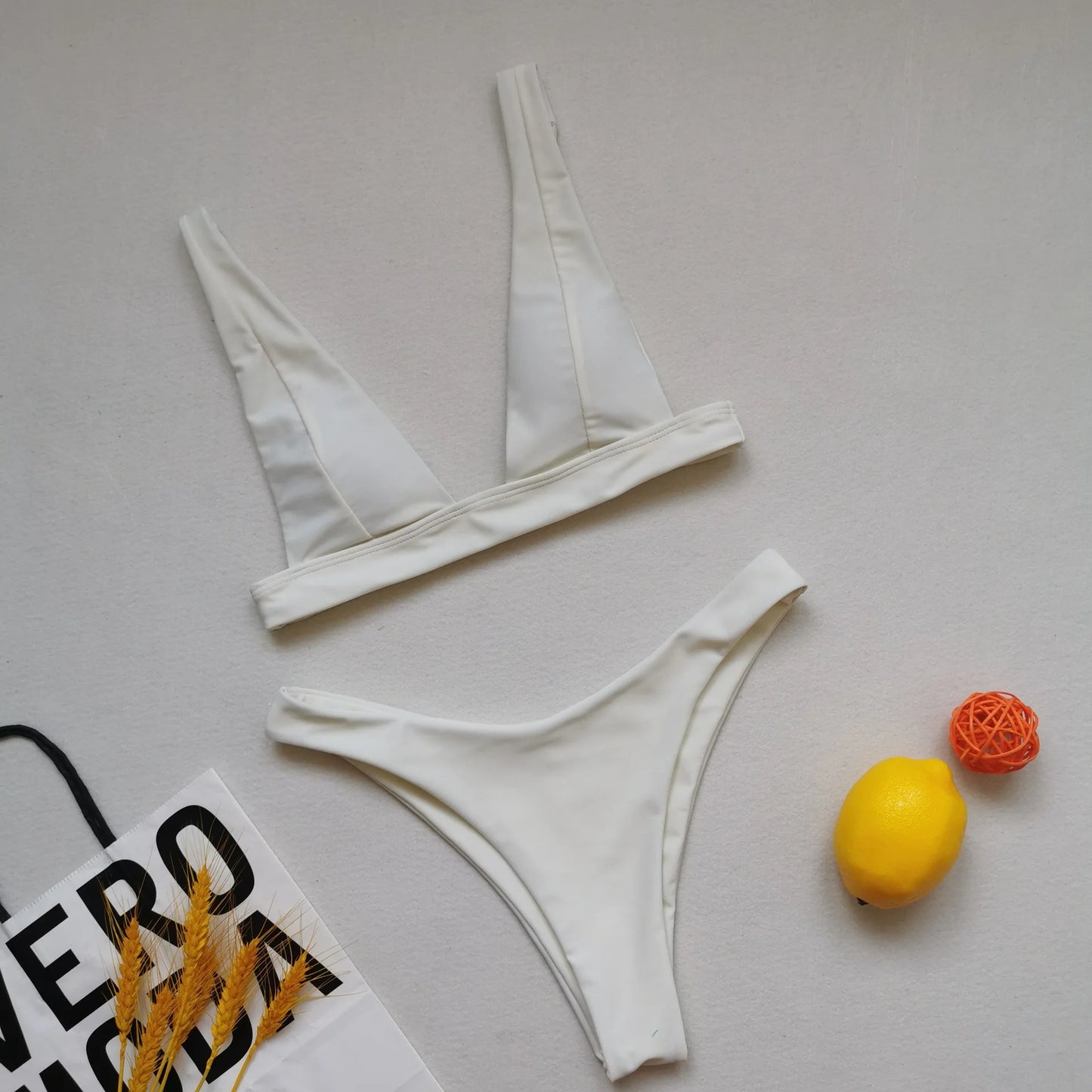 2023 New Sexy Solid Bikini Women V-neck Swimwear Two Pieces Swimsuit Female Low Waist Bikini Set Brazilian Bathing Suit Bathers