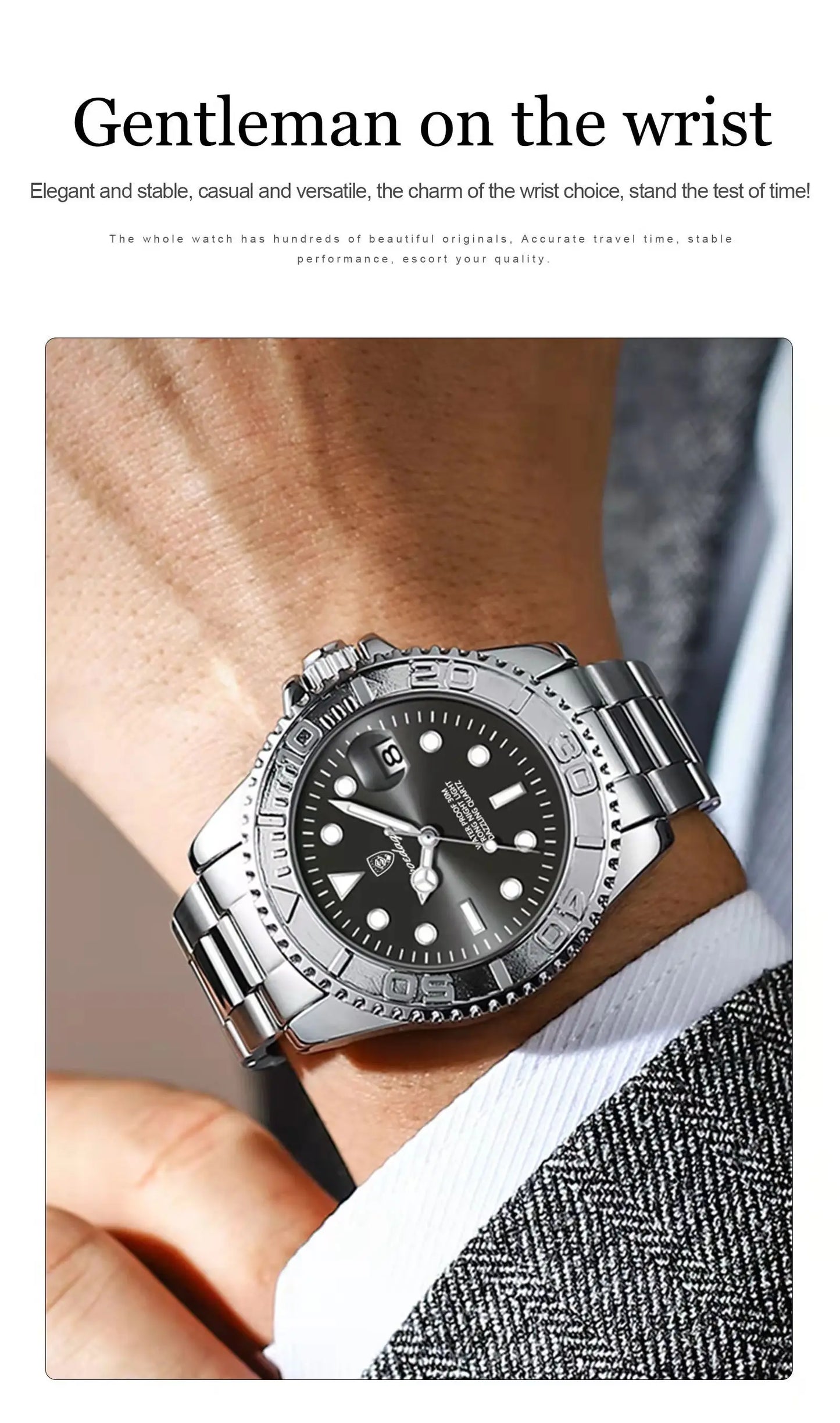 POEDAGAR Top Luxury Male Watch Waterproof Luminous Date Men Watch Stainless Steel Male Clock Sport Fashion Men's Quartz Watches