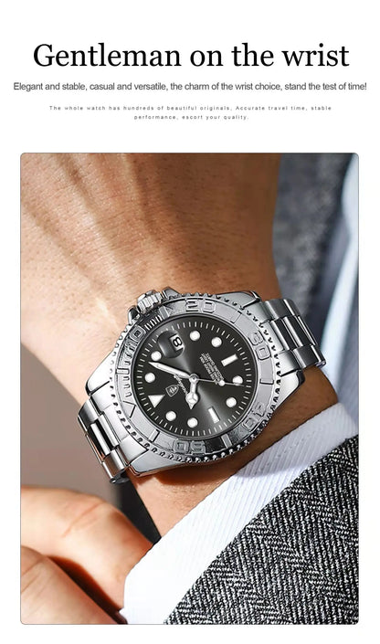 POEDAGAR Top Luxury Male Watch Waterproof Luminous Date Men Watch Stainless Steel Male Clock Sport Fashion Men's Quartz Watches