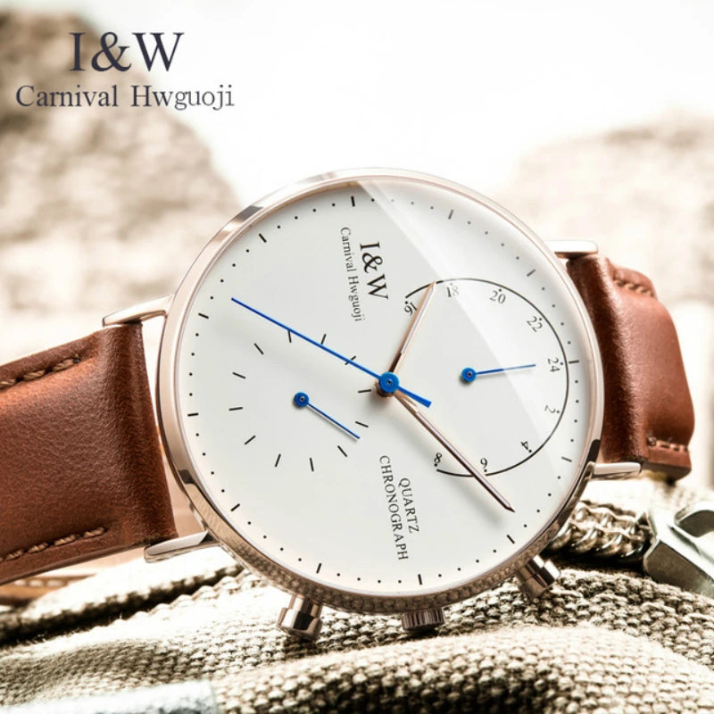 Carnival Brand Luxury Watches for Man Fashion Waterproof Rose Gold Silver Military Clock Men Quartz Wristwatches Reloj Hombre