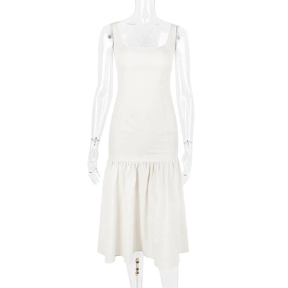 Ashgaily White Dress Women Halter Cotton Long Dress Lace Elegant Party Outfits Ladies Sexy Club Clothes