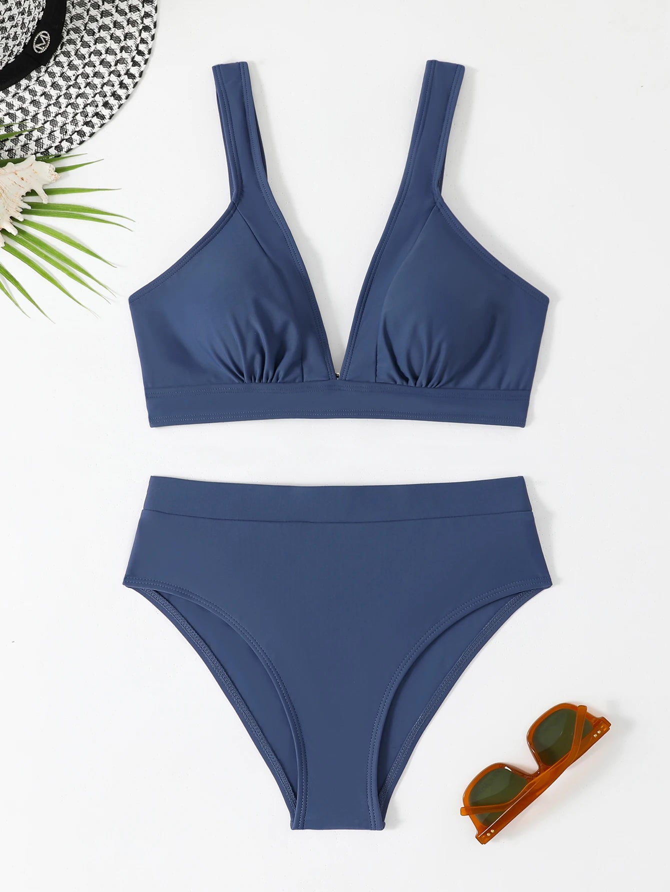 U-wire Bikinis 2026 Women High Waist Swimwear Solid Swimsuit Female Beachwear Summer Bathers Bathing Swimming Swim Suit XL