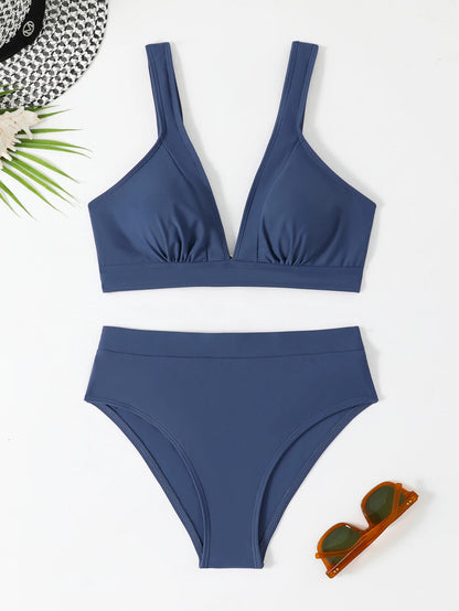 U-wire Bikinis 2026 Women High Waist Swimwear Solid Swimsuit Female Beachwear Summer Bathers Bathing Swimming Swim Suit XL