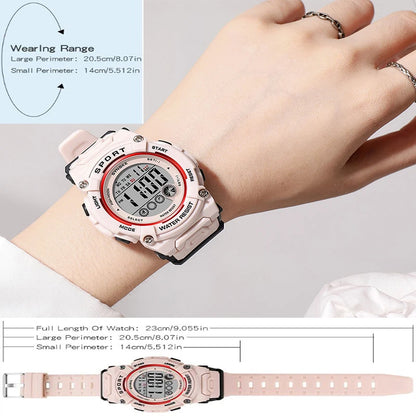 Synoke Shockproof Digital Sport's Watches Fashion PU Strap 50M Waterproof Colorful Light Led Chronograph Women's Wristwatch