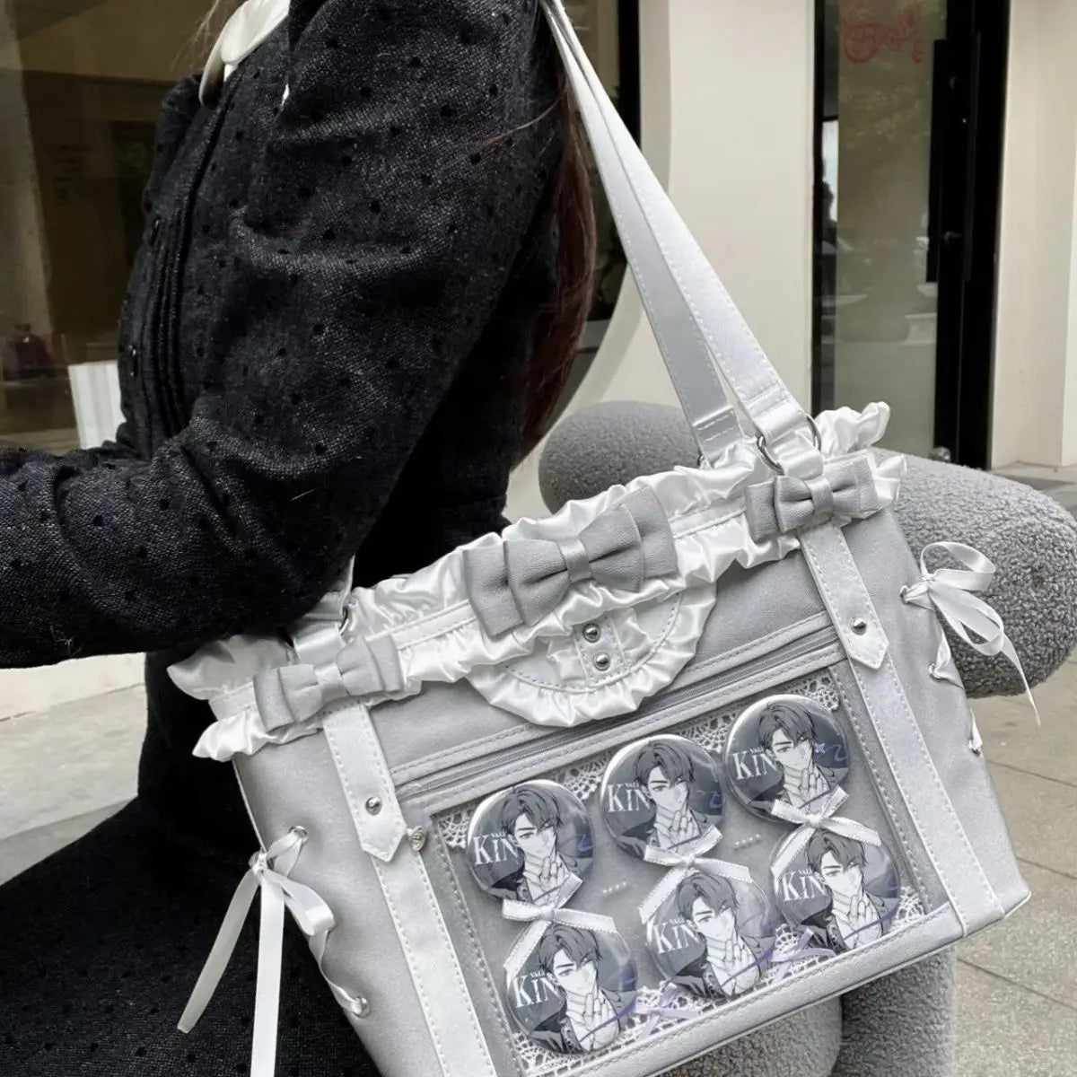 New Fashion Design for Girls Y2K Ulzzang Ita Bag Sweet Preppy Style Shoulder Bag for Women Large Capacity Ribbon Bow Tote Bag
