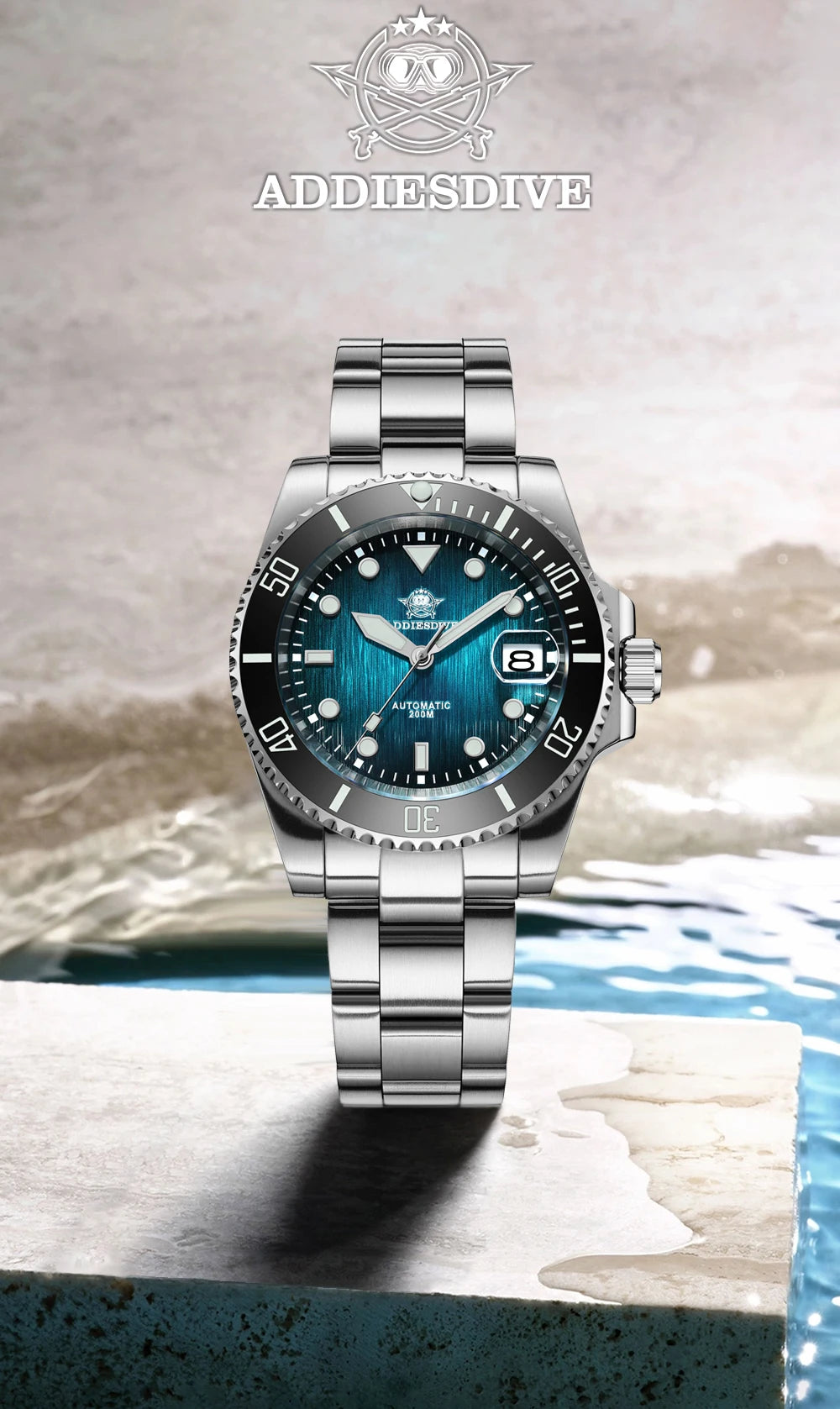 ADDIESDIVE Automatic Watch for Men Sapphire AR Coated 20Bar Supper Luminous Wristwatch Sports Mechanical Watches New AD2536