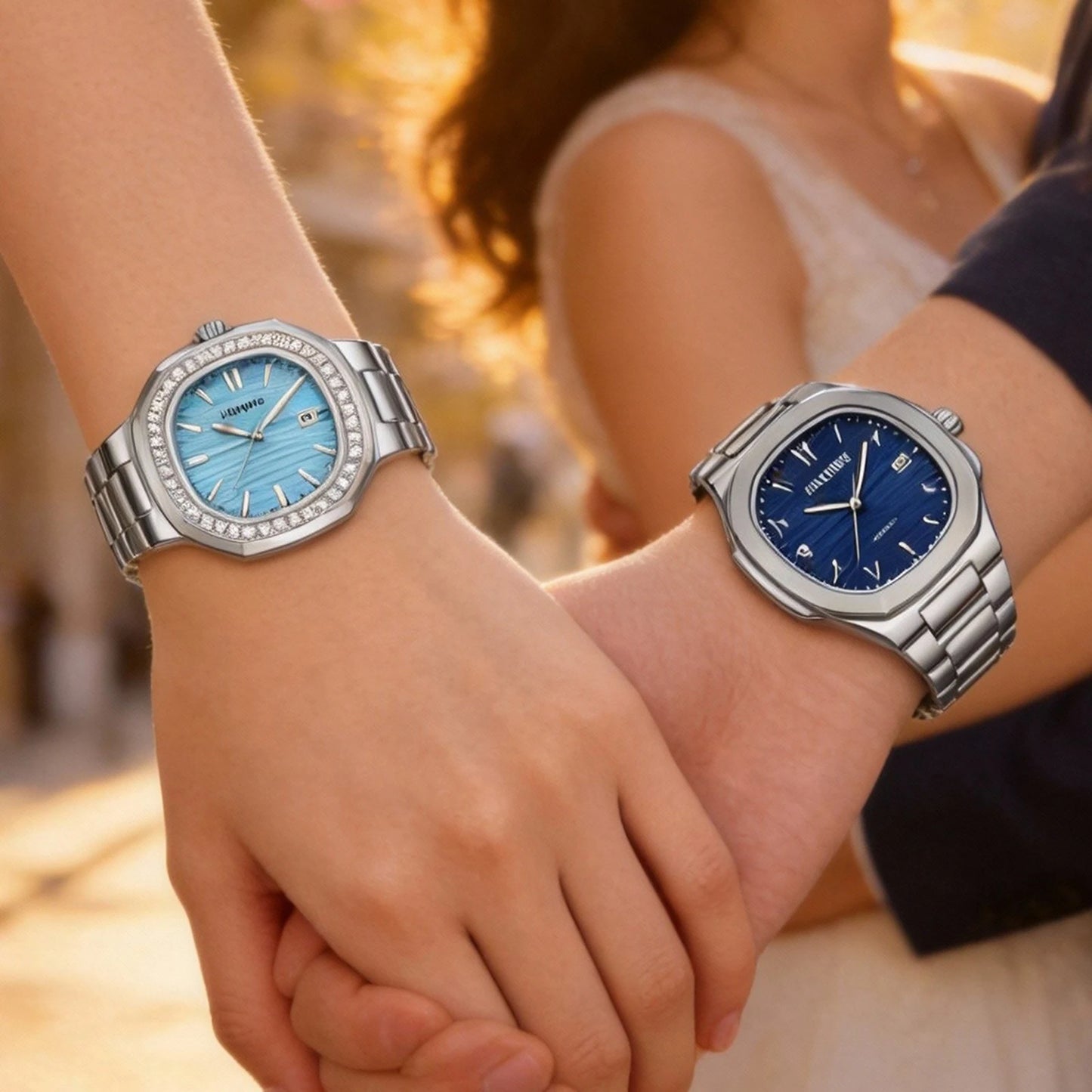 LIGE New Fashion Date Couple Watches 30M Waterproof Luminous Valentine's Day Gift Stainless Steel Watch Men Women Quartz Watch