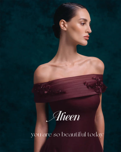 Aileen Flowers Elegant Party Dresses 2025 Boat Collar Very Luxurious Evening Dresses for Special Occasions Vestidos De Festa
