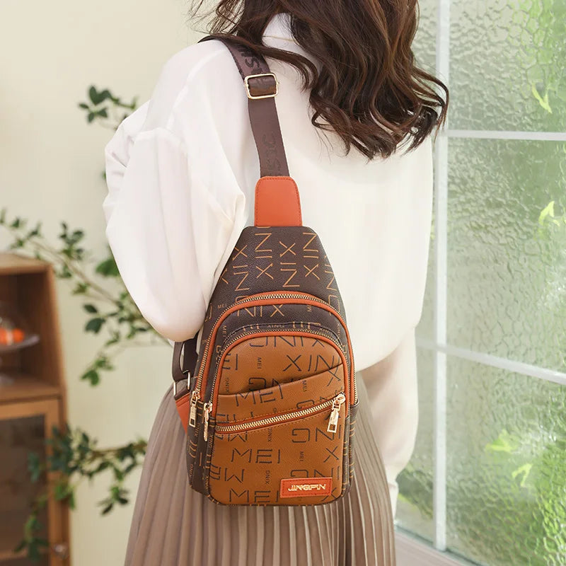 Women Bag new fashion Chest Bags for Women Ladies Sling Pack Chest Pack PU Leather Crossbody Bag Short Trip Shoulder Bags Luxury