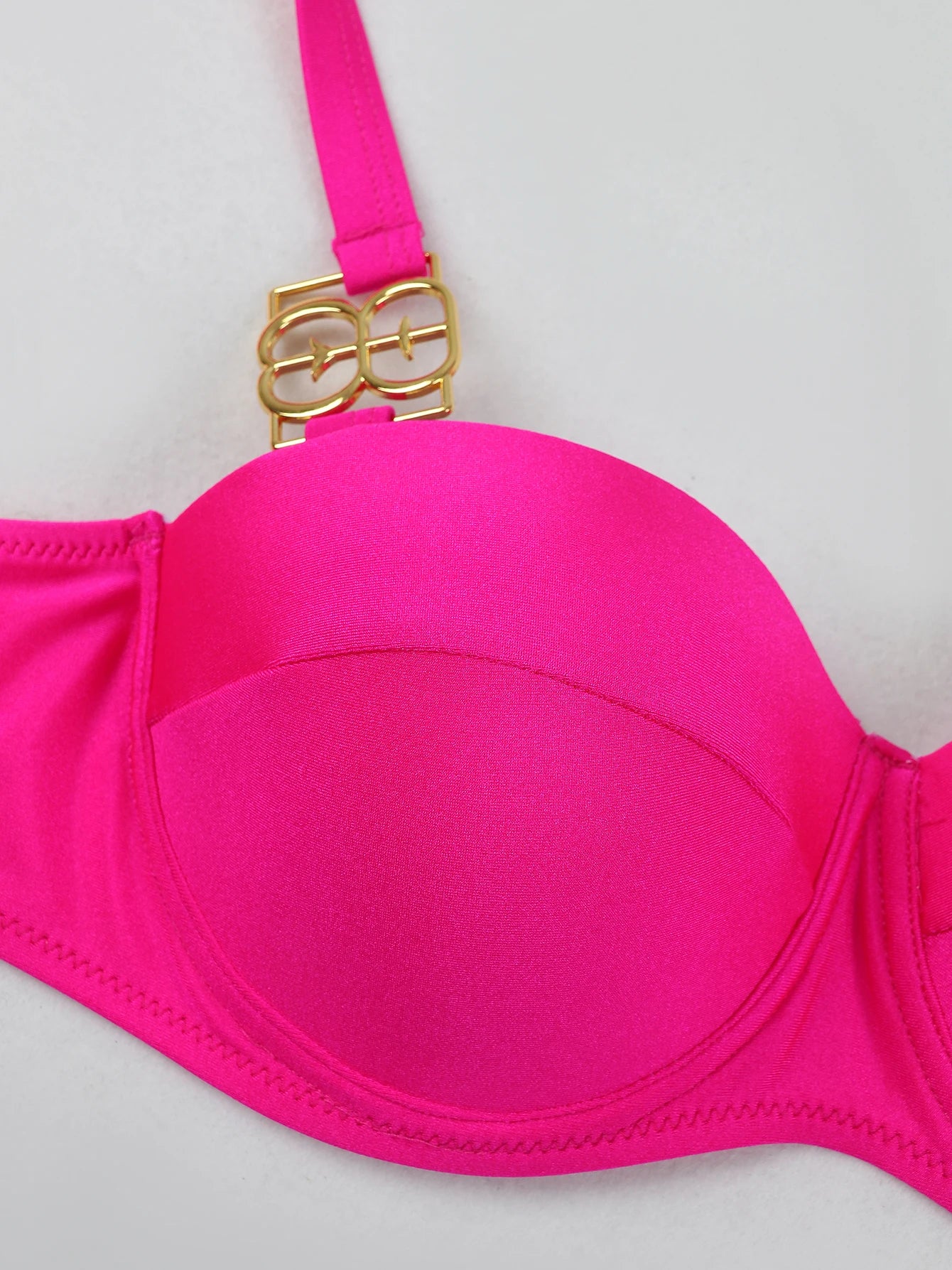 Brazilian Bikini Swimsuit for Women, Ring Linked Halter, Swimwear, Beachwear, 2025