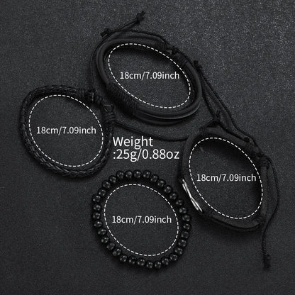 4/5PCS Fashion Leather Strap Men Business Watches Casual Mens Quartz Watch Vintage Bracelets Set Reloj Hombre（Without Box）