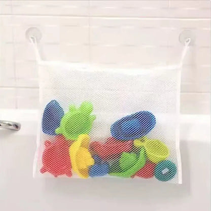 Baby Shower Bath Toys White Baby Kids Toy Storage Mesh with Strong Suction Cups Toy Bag Net Bathroom Organizer for Kids Toddlers