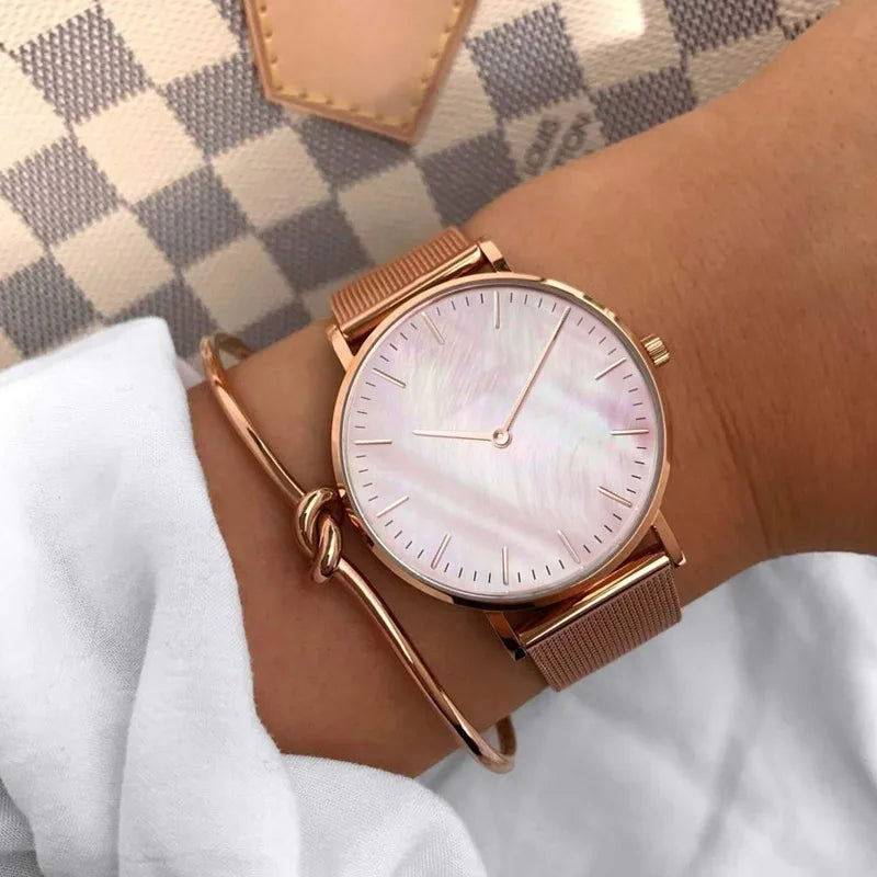 Minimalist Women Watch Luxury Metal Mesh Band Quartz Watches for Woman Fashion Ultra-thin Ladies Wristwatches Clock reloj mujer