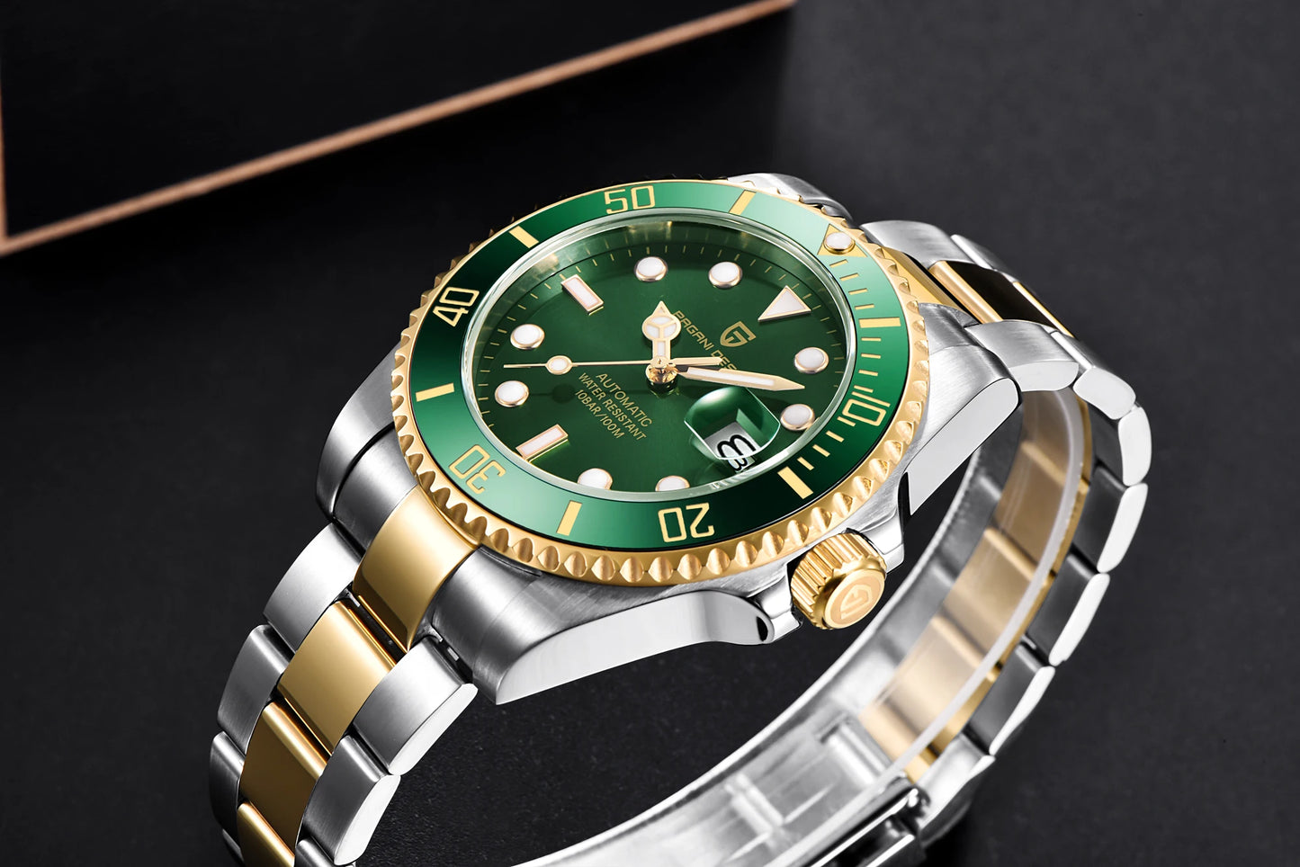 PAGANI DESIGN Watches Luxury Golden Mechanical Watch For Men New Sapphire Crystal Stainless Steel Luxury Waterproof  Men's Watch