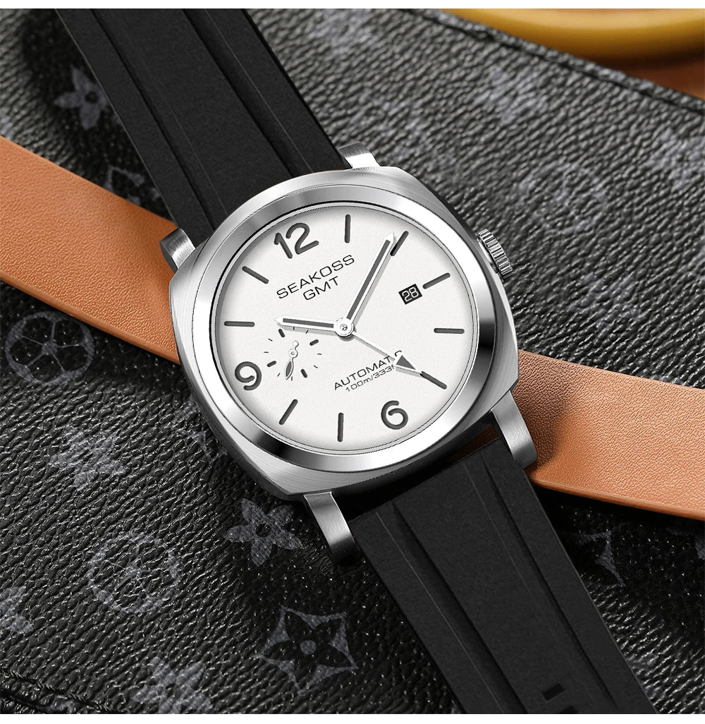 SEAKOSS GMT Diving Automatic Mechanical Watches Men 1963 ST2557 Seagull Movement 316L Super Luminous Calendar 10Bar Wristwatches