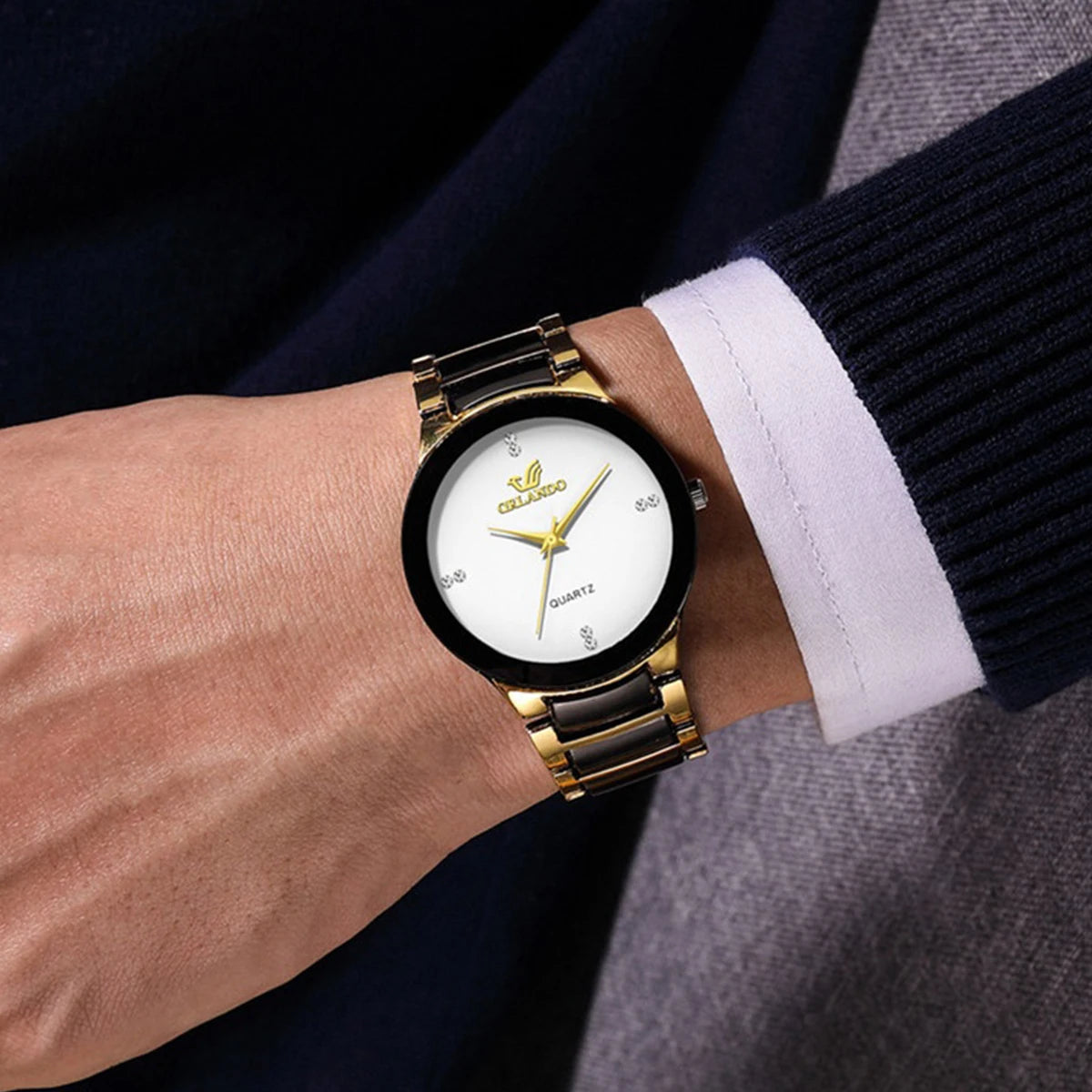 1/3PCS Luxury Men Business Watches Fashion Stainless Steel Strap Quartz Wristwatch Reloj Hombre