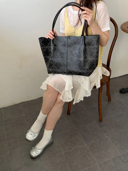 Women's handbag tote bag，2026New Fashionable Quilted Single-Shoulder Tote Bag，Women's large-capacity mother-and-daughter bag, hi