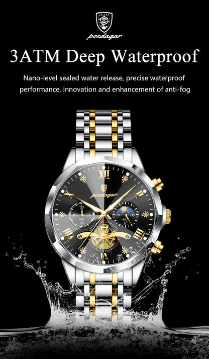 POEDAGAR Luxury Men Clock Waterproof Luminous Chronograph Sport Man Wristwatch Stainless Steel Fahion Quartz Men's Watches Reloj